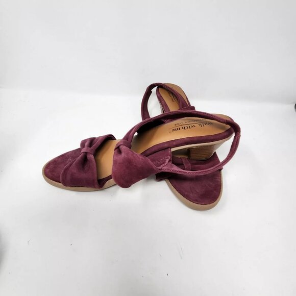Coldwater Creek Walk With Me Suede Leather Burgundy Heeled Sandals Size 11 M - Picture 2 of 3